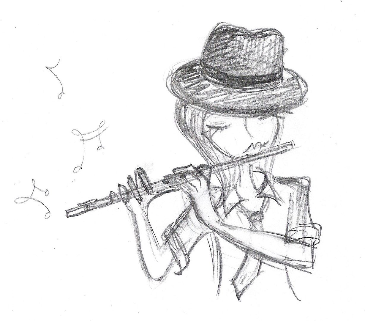 Broken Box Designs Blog Rough Sketch of Woman Playing the Flute